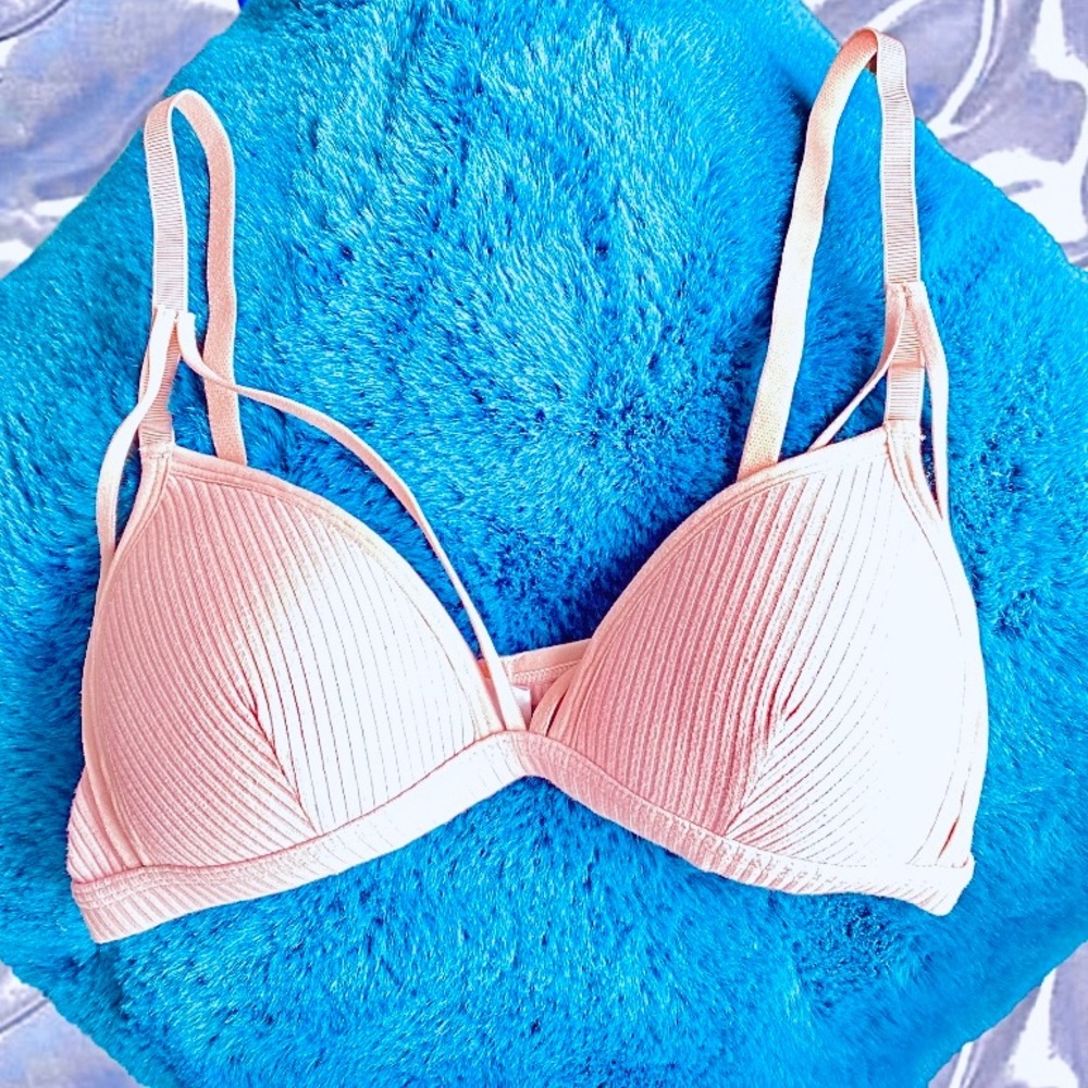 New WIRELESS Cotton Blend Push Up Bra in Blush